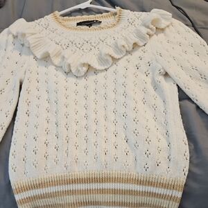Elegant Cream Sweater with Ruffle Detail